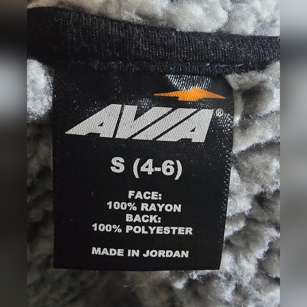 Avia S(4-6) Sherpa Fleece Lined Black Sweatshirt Jacket Black w/ Gray Lining - Picture 4 of 5